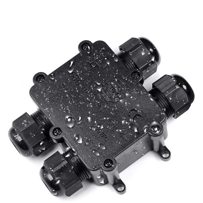 Connecteur étanche IP68 Pour Câblage Extérieur - 2 Et 3 Pions, Plastique Noir, Fabriqué En Pologne