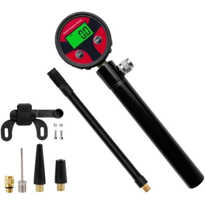 Pompe à Chocs VTT Zaxiva - Haute Pression 300 PSI - Manomètre Et Purge - Pour Fourche Et Pneus