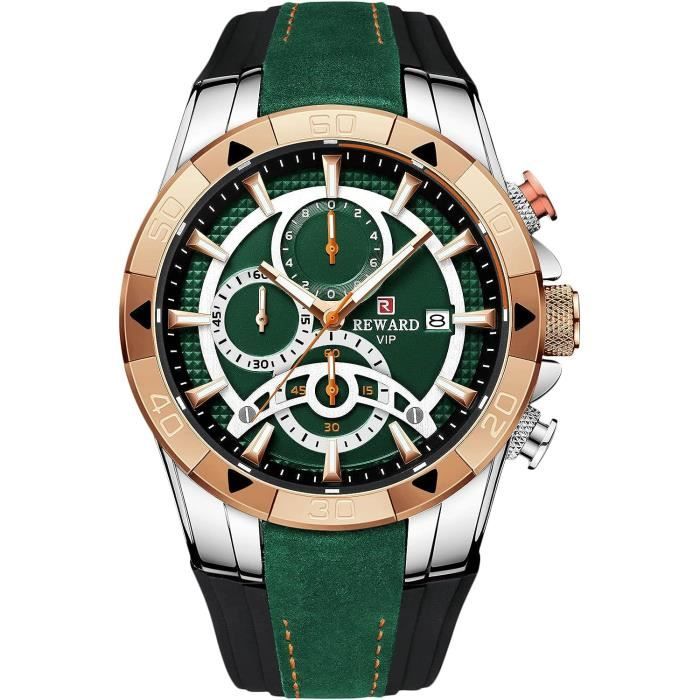 OFFCUP Montre Homme Chronographe 50mm – Sport Quartz Silicone, Style Décontracté Et Robuste