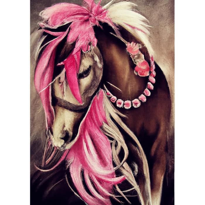 Kit De Broderie Point De Croix Adulte Motif Cheval De Plage 40x50cm - Tissu Imprimé 11CT, Fil Coton, Idéal Débutant - Déco Murale, Cadeau Créatif - 3