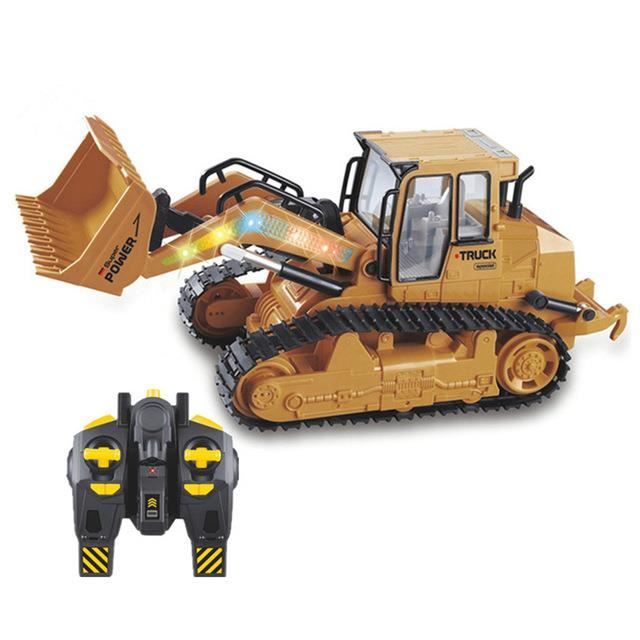 Bulldozer Télécommandé RC – 2,4 GHz – Éclairage Réaliste – Jouet Construction Enfants