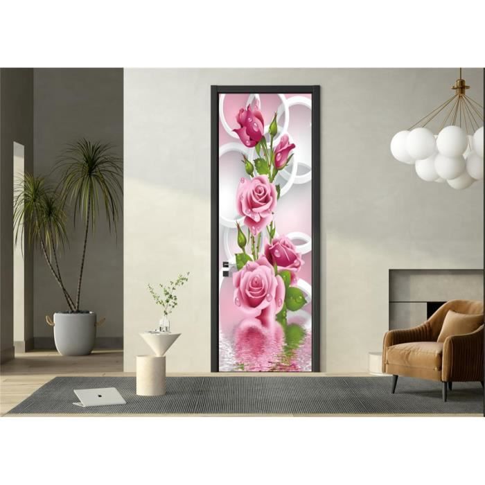 Sticker Porte Effet 3D Vague Plage - Autocollant PVC Amovible 77x200 Cm - Décoration Murale Romantique, Facile à Poser