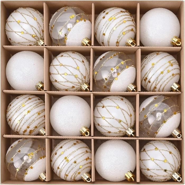 16 Boules De Noël En Plastique Incassable Dorées - 6 Cm, Avec Crochets, Pour Décoration De Sapin Intérieur/extérieur