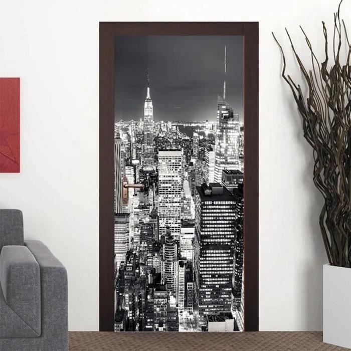 Autocollant De Porte Tulup - Motif "Anen à New York", 75x205 Cm, Neuf