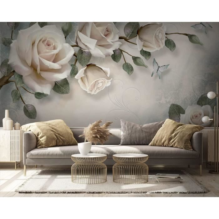 Papier Peint Panoramique Fleurs Roses 368x254cm Intissé — free download