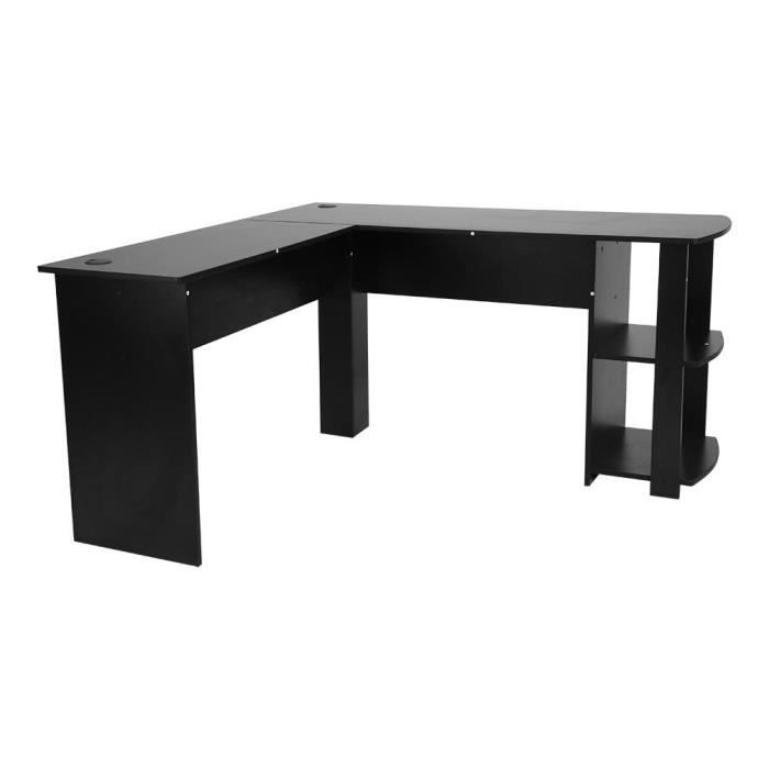 Bureau D Ordinateur De Coin En Forme De L Avec Etageres A Livres Table Pour Ordinateur Portable A La Maison Etude Noir Xiny Achat Vente Bureau Bureau D Ordinateur De Coin Cdiscount