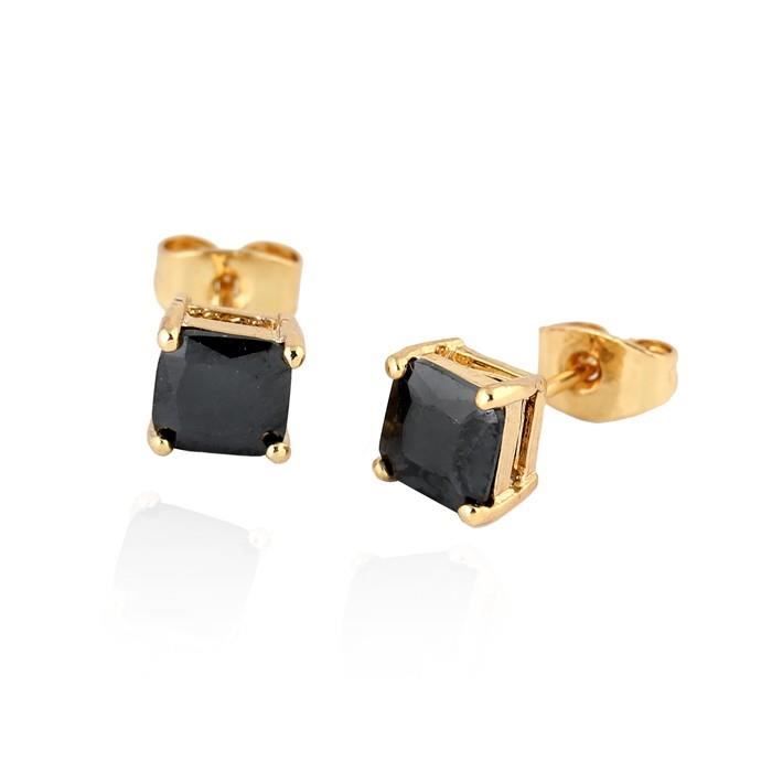 Boucles d'Oreilles Puce Onyx 4 5 ou 6 mm Carré Or Massif 9K Boucles d'Oreilles Puce Onyx 4 5 ou 6 mm Carré Or Massif 9K