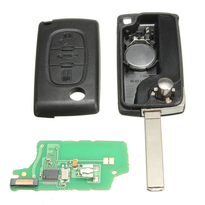 katur 433 MHz avec puce ID46 Batterie de remplacement Coque clé télécommande voiture 3 boutons pour Peugeot Citroen Berlingo