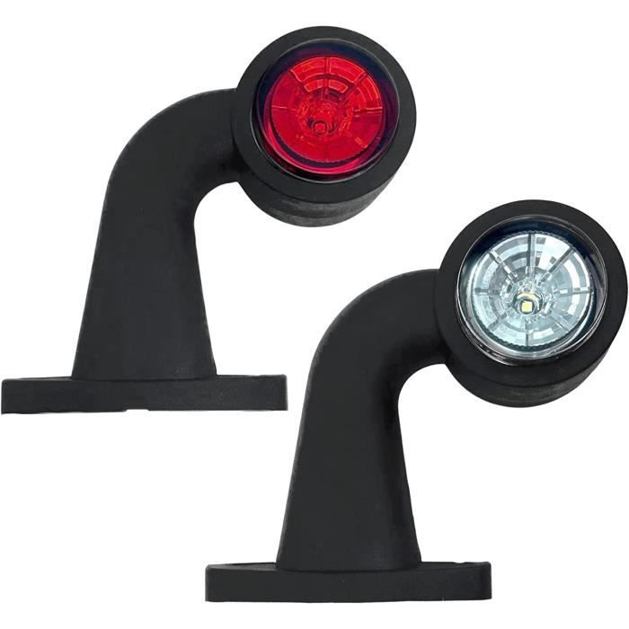 2 Feux De Gabarit LED Rouge/Orange 12-24V - Cabochon Fumée, Base Caoutchouc, Pour Camion Remorque Fourgon Agricole - 10
