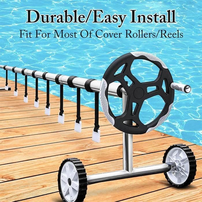 Enrouleur Bâche Piscine Aluminium - Réglable 1,05-6,15m - Avec 8 Bandes Fixation - Facilite L'Enroulement Des Bâches