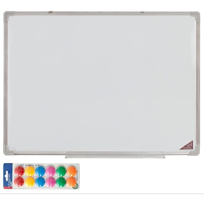 60 x 45 cm TecTake 400814 Tableau Blanc Feutre et Magnétique avec 12 Agnets