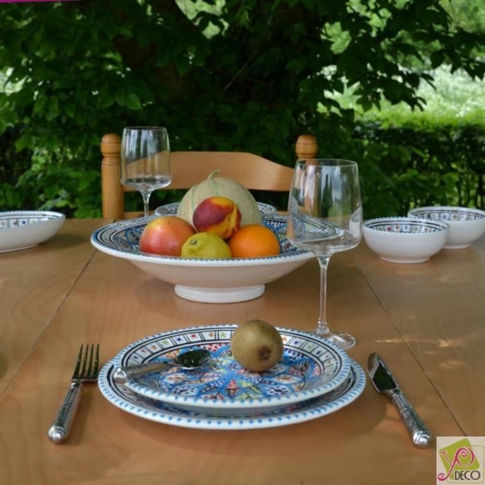 Assiette Tebsi Marocaine Noire - Diamètre 23 Cm - Passe Au Lave-vaisselle Et Micro-ondes - Décoration Et Usage
