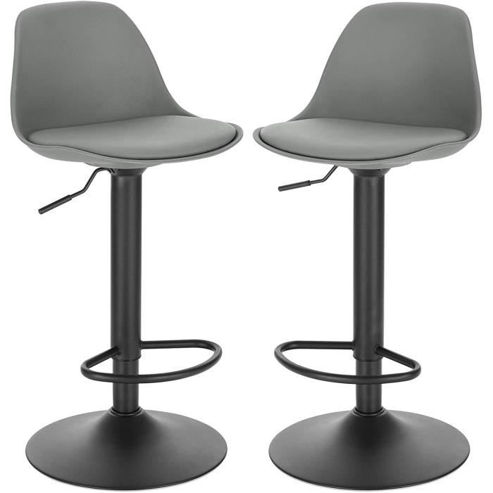 EUGAD Tabourets de Bar Lot de 2 pivotantTabouret de Bar en Cuir synthétique réglable en HauteurGris