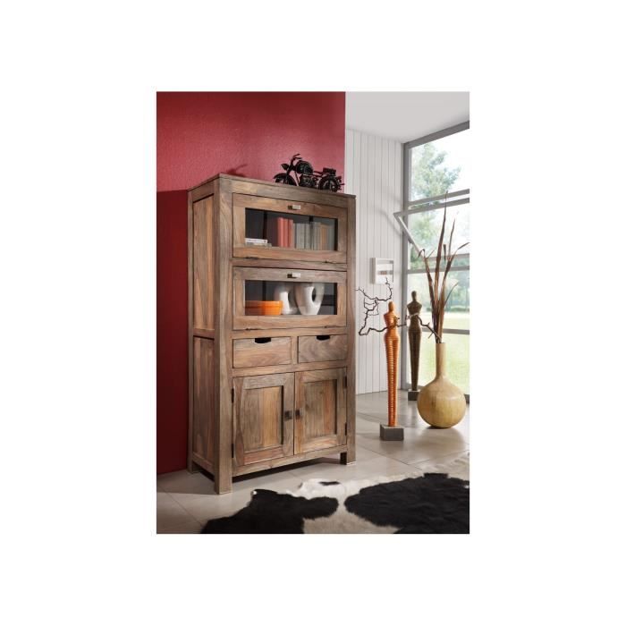 Buffet avec vitrines - Bois massif de palissandre huilé - NATURE GREY #60