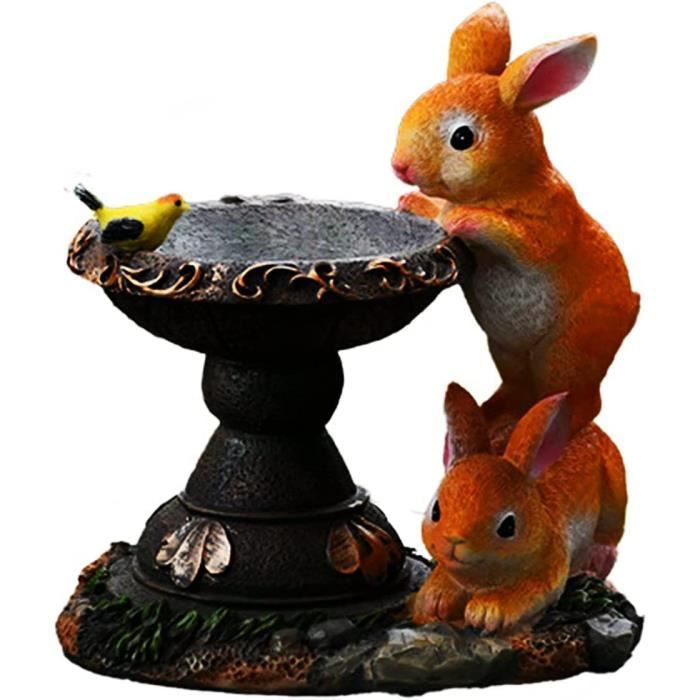 Statue de lapin, ornements de jardin solaire, ornement de jardin extérieur avec lumière solaire papillon, décoration de maison, 15x14x26 cm, gris | Leroy Merlin