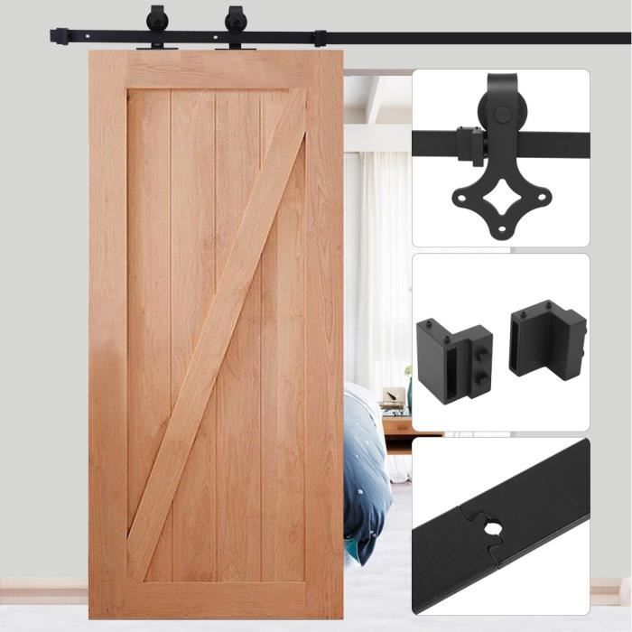 Galandage Quincaillerie Kit Porte Coulissante Rail Systeme En Bois Ensemble Industriel Suspendue Cdiscount Bricolage