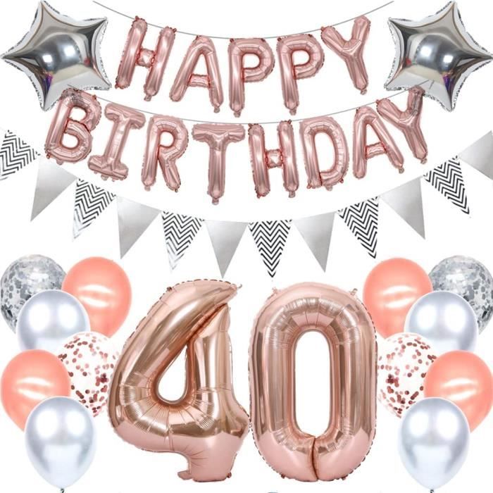 Déco 42ème Anniversaire Dorée Et Blanche - Ballons Numéro 40 & 42 - Mixte