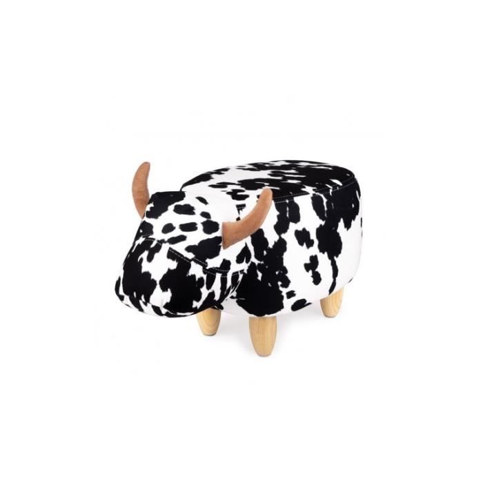 tabouret vache blanc noir tissu la vache