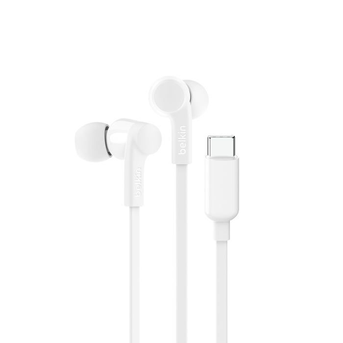 Ecouteurs USB-C - BELKIN - Blanc - Limiteur de volume ajustable - Ergonomiques - Filaire