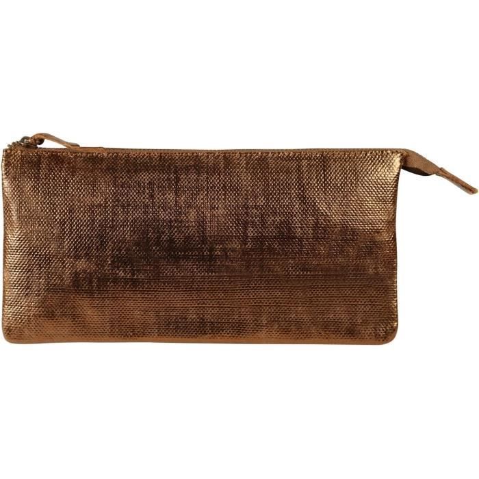 Clairefontaine - Une trousse slim cuirisé 4x2,5x19,5 cm en véritable