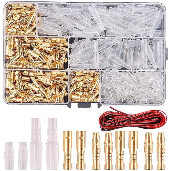 VFANDV Laiton Bullet Connecteurs Kit, 400PCS 3.9mm Bullet Terminal Connecteur Mâle Et Femelle