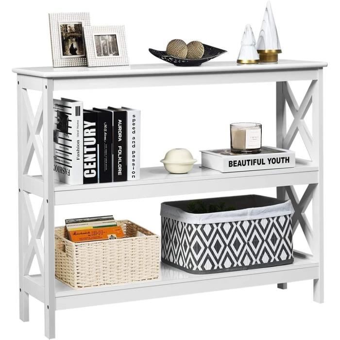 COSTWAY Table Console Style Industriel 100 x 33 x 80 CM 3 Étagère Meuble dEntrée pour Salon Couloir Blanc COSTWAY Table Console Style Industriel 100 x 33 x 80 CM 3 Étagère Meuble dEntrée pour Salon Couloir Blanc