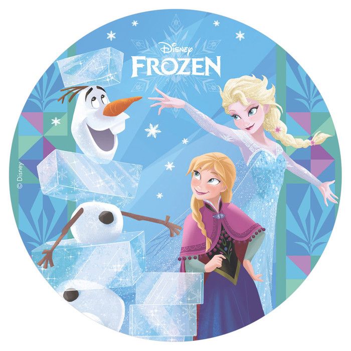 DISQUE AZYME 20 CM LA REINE DES NEIGES DECOR GATEAU ANNIVERSAIRE FROZEN