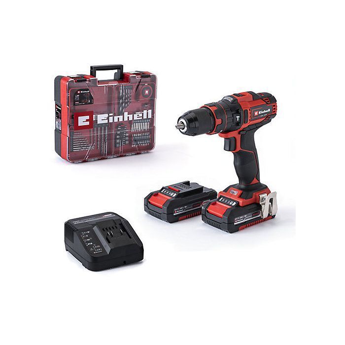Einhell Perceuse Visseuse à percussion sans fil TE CD 1840 Li i +64 2x2 0 Ah Power X Change Li Ion 18V Couple 40 Nm Livré avec 2 Batteries 2 0Ah Chargeur et 64 Accessoires - vue 3