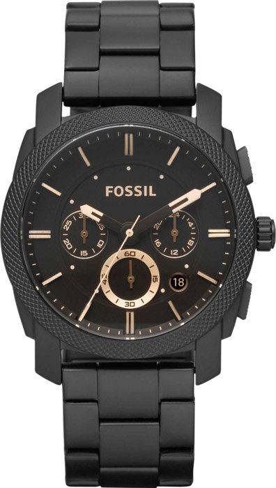 Fossil Montre chronographe à Quartz pour Homme avec Bracelet en Acier Inoxydable, Cadran Noir, Noir, Taille Unique, FS4682