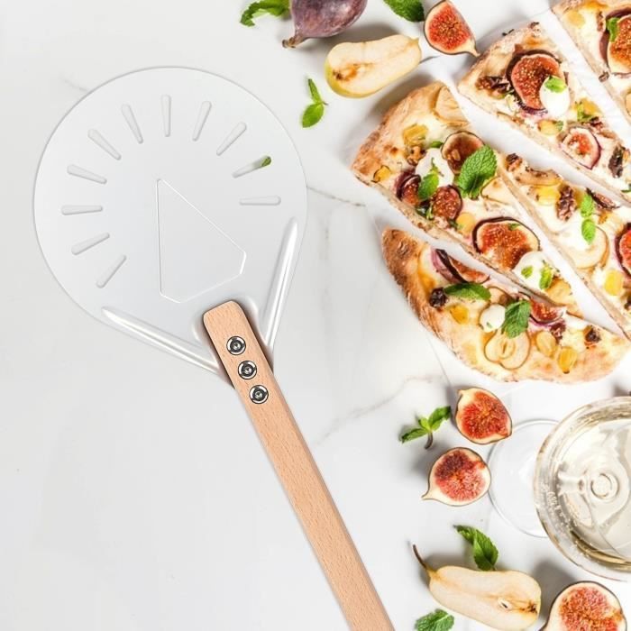 JINZerone outil à pizza Spatule ronde avec manche en bois amovible de