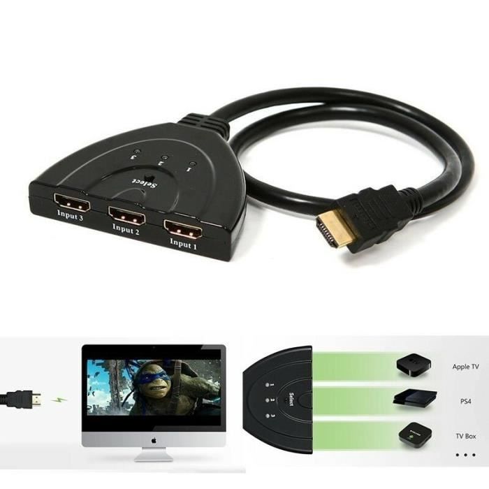 Multiprise HDMI 3 Entrées 1 Sortie 1080P Switcher Câble D'Adaptateur HDMI  HDCP - Cdiscount Bricolage