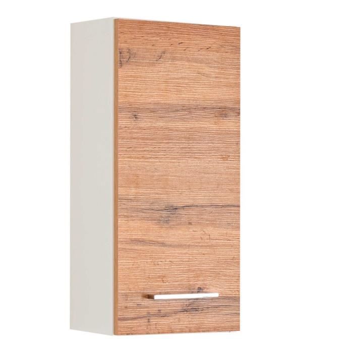 Armoire murale Pares blanche 30 cm de large en aggloméré. Equipée dune porte en décor chêne wotan et de 2 étagères à lintérie... Armoire murale Pares blanche 30 cm de large en aggloméré. Equipée dune porte en décor chêne wotan et de 2 étagères à lintérie...