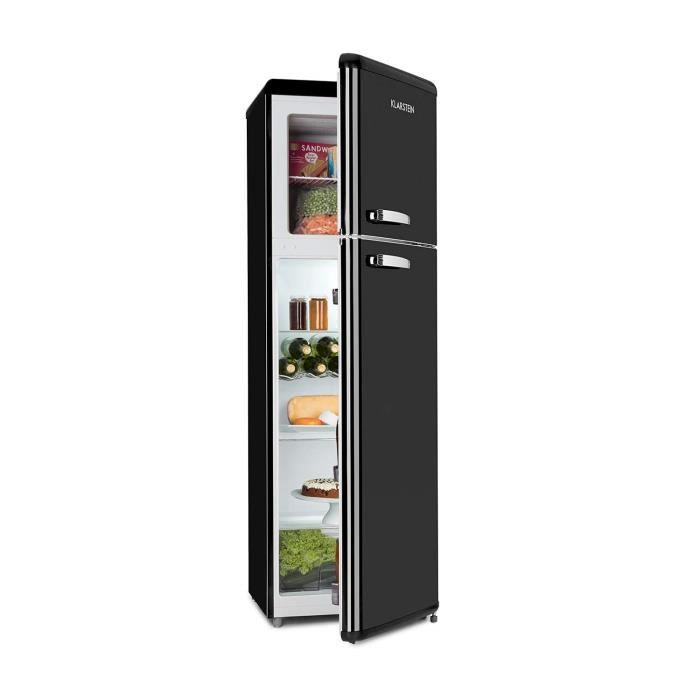 Klarstein Audrey Retro - Combiné réfrigérateur 194 L Congélateur 56 L A++ 3 étagères en verre