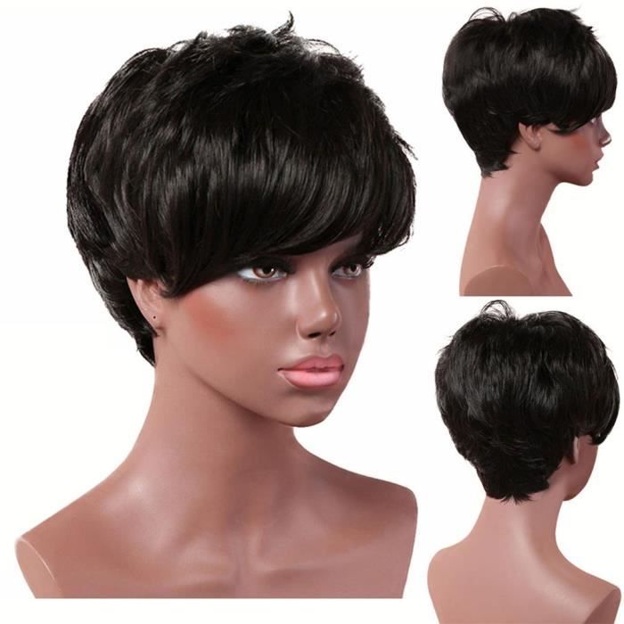 Perruques De Cheveux Naturels Boucles Courts De Style Jeune Avec Des Franges Pour La Couleur Noire De Femmes Achat Vente Perruque Postiche Perruques De Cheveux Naturels Cdiscount