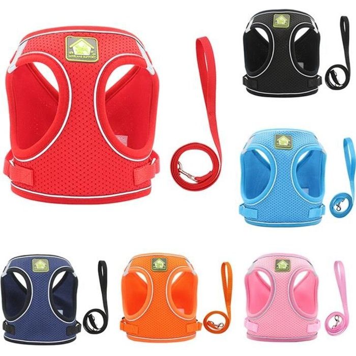 Comparer les prix de Harnais pour chat en maille de nylon, harnais et laisse réfléchissants pour chien, pour marcher, M, rose