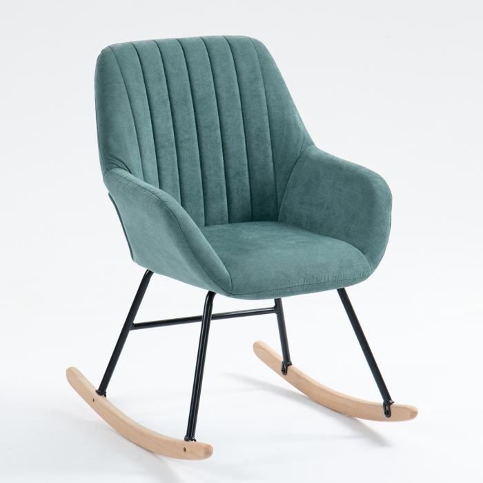 meubles cosy fauteuil à bascule en tissu aqua avec accoudoirs et dossier capitonné pour salon chambre balcon,style scandinave