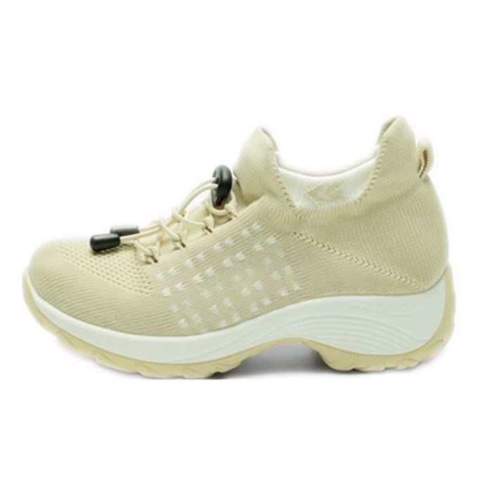 LEOCLOTHO Basket Femme - LEOCLOTHO - Chaussures de Sport Travail Running Femmes - Respirant Léger Confortable - Beige