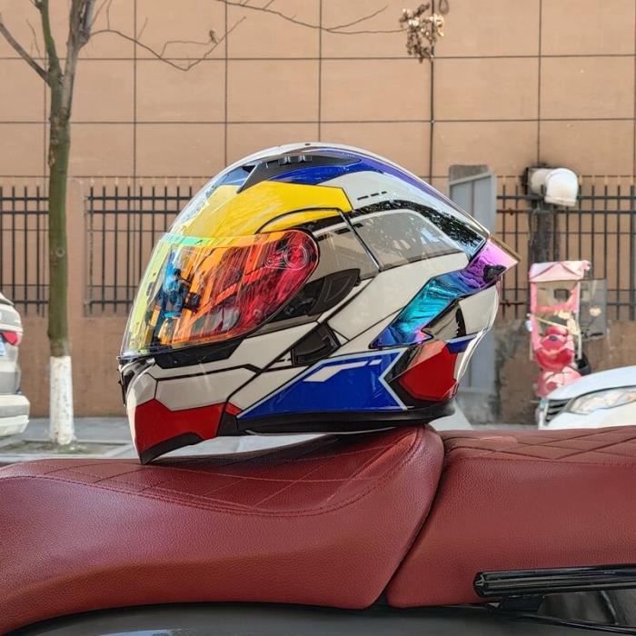 Casque De Moto De Course à Double Objectif à Rabat Modulaire De