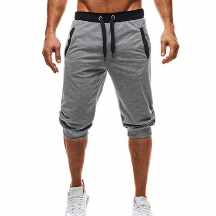 Short De Sport Homme Avec Doublure Maille - Fitness, Course, Jogging - Taille élastique Et Poches Zippées