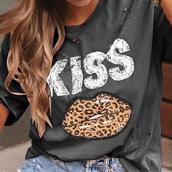 Robe Casual À Manches Courtes Lâche Imprimé Lettre