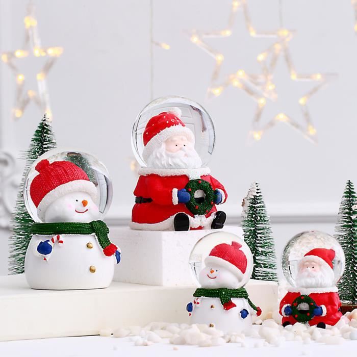 Globe De Neige De Noël Rond Chromé - Avec Illumination - Ornement De Sapin