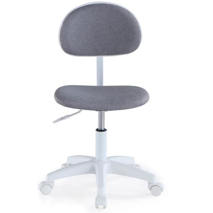 chaise de bureau pivotante coloris blanc, gris - longueur 40 x profondeur 50 x hauteur 80 - 92 cm