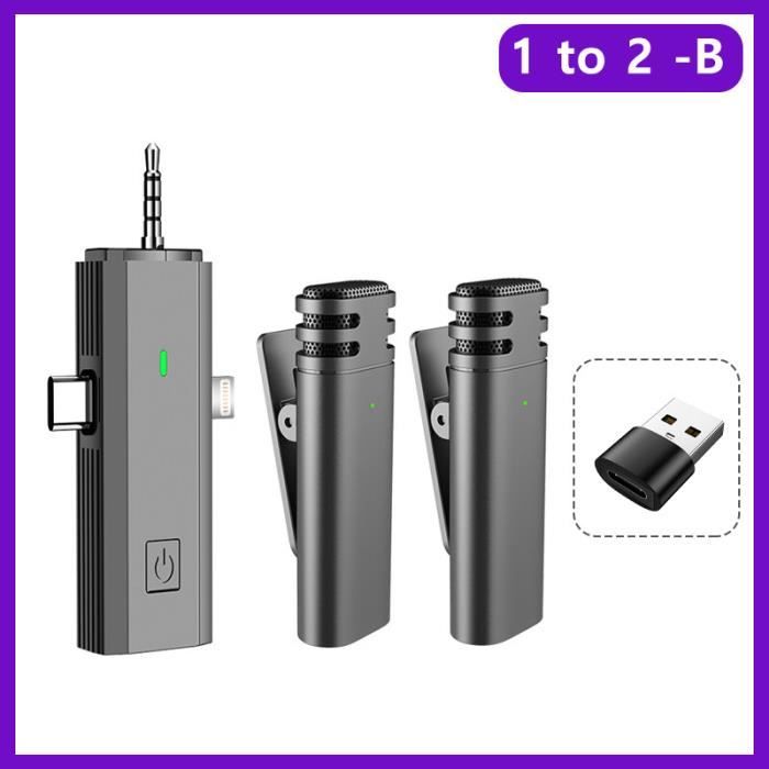 Dual Micro Cravate Sans Fil Avec étui De Chargement Pour Android Phone, Système De Mini Microphone Mic Téléphone,Lavalier - TV Son Photo