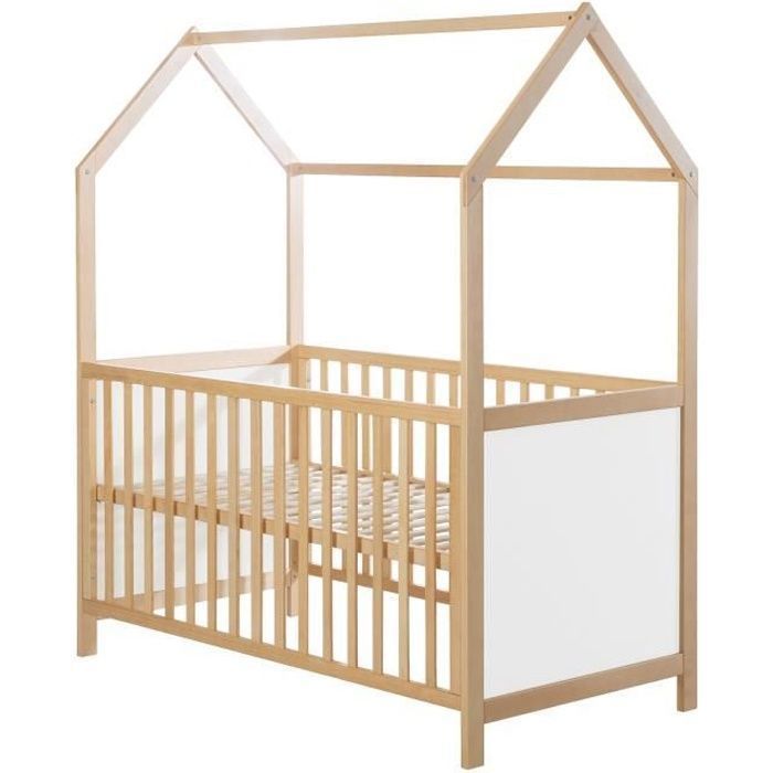 Roba Lit Cabane 70x140 Cm Certifie Fsc Lit Bebe Evolutif Bois Naturel Convertible Et Reglable Sur 3 Hauteurs Cdiscount Puericulture Eveil Bebe