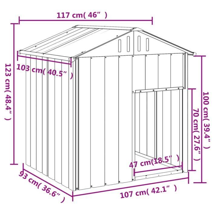 Meilleurs prix pour Niche pour chien - SALALIS - DP3845 - Acier galvanisé - 117x103x123 cm - Extérieur