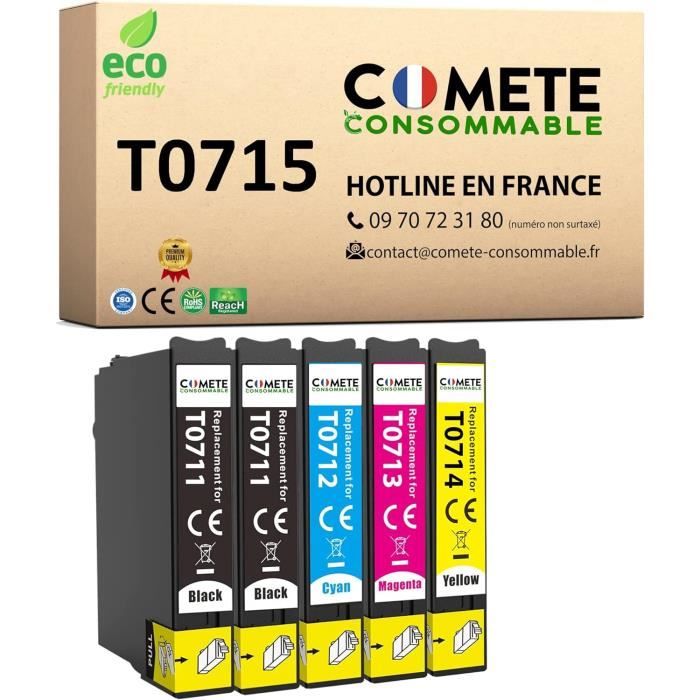 Lot De 5 Cartouches Encre Compatibles T0711 à T0715 – Pour Imprimantes BX/SX