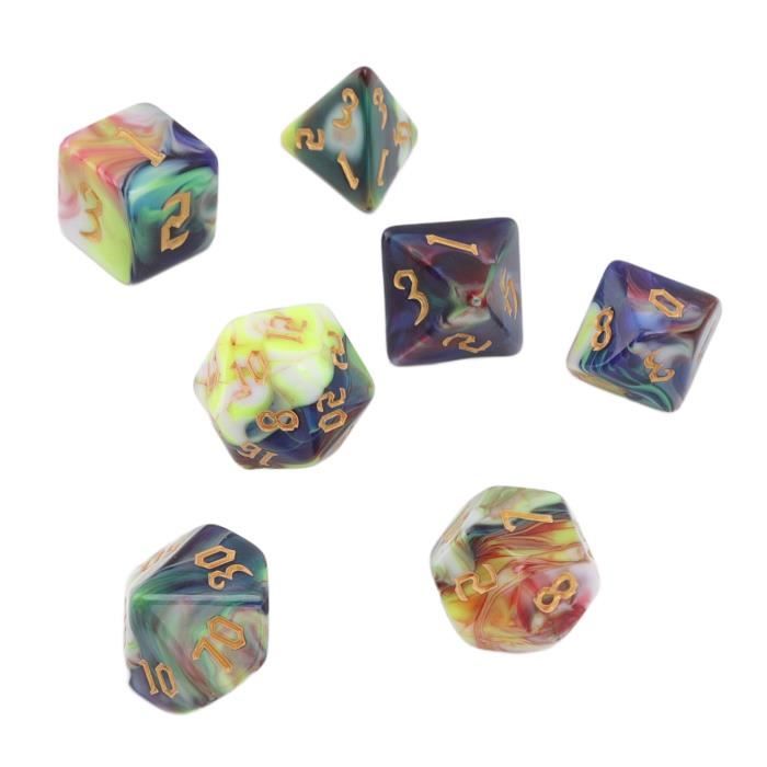 Shipenophy Jeux de dés Jeu de 7 dés en acrylique polyédrique Table de