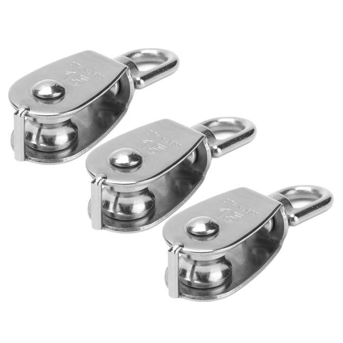QUARKZMAN Lot De 2 Poulies Simples 79mm - Roue De Remorquage En Fer Zinc Plaquée Pour Câble Et Cordes