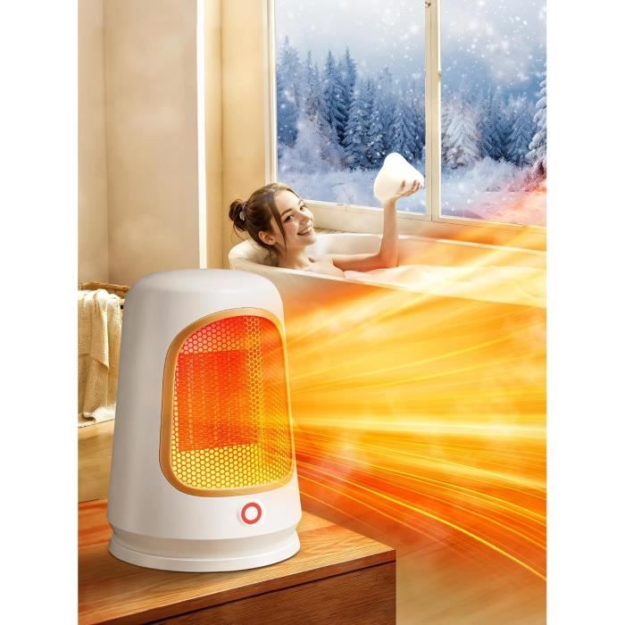 Mini Chauffage D'appoint électrique 1500W – 3 Modes, Télécommande, Classe A