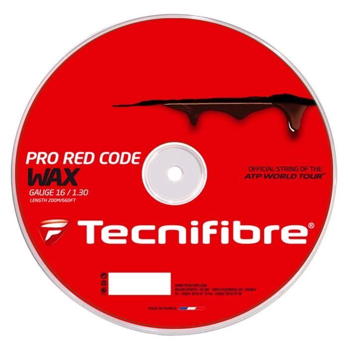 Tecnifibre Bobine 200M Pro Red Code 1.30 - Cordage Tennis Polyvalent Résistant Rouge